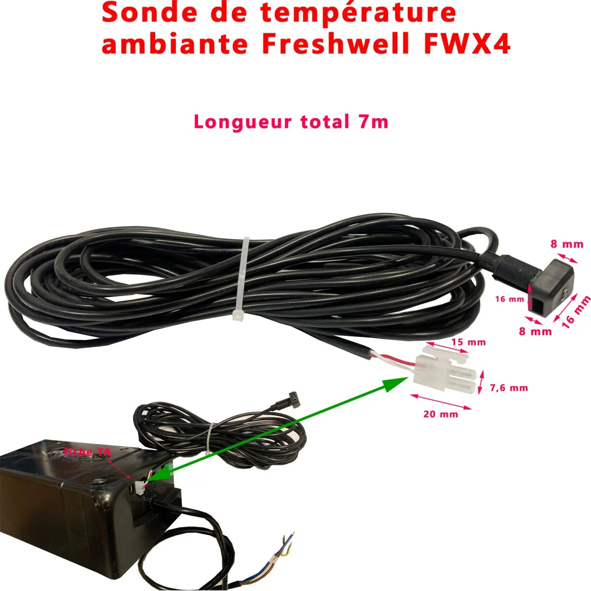 Dometic Freshwell FWX4 Sonde de température ambiante avec son cable, à remplacer si vous avez le code erreur E1 - Accessoires Outdoor pour Plus de Liberté de Mouvement Sonde à flasque étanche 2-Cores Câble Ds18b20 Assemblage de capteur de  température - 2026 Ds18B20 Capteur de