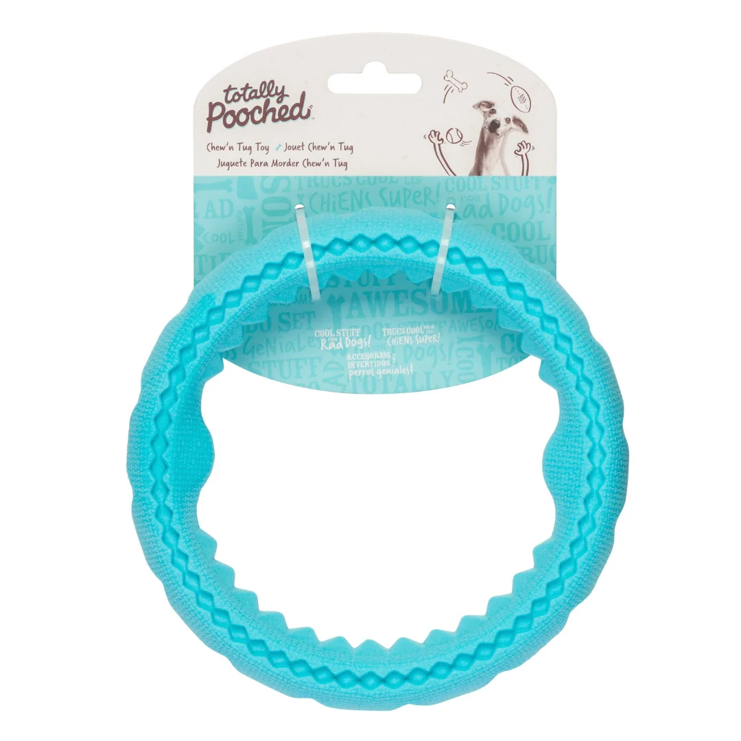 Chew N' Tug" Jouet En Caoutchouc Pour Chien - Anneau 6.5" Bleu Motif - Saldi Straordinari – Offerte Speciali Disponibili Adesso