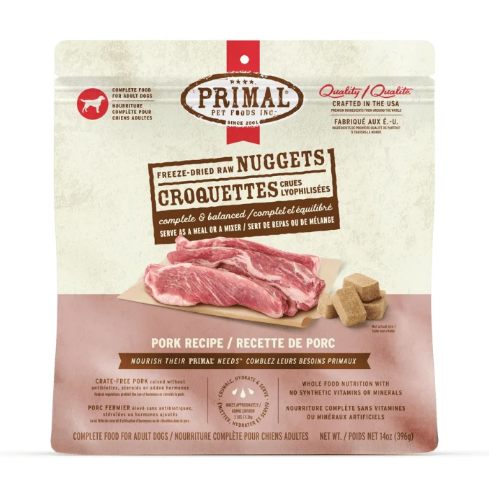 Nourriture Complète Pour Chien, Croquettes Crues Lyophilisées - Primal Porc 396g - Saldi Straordinari – Offerte Speciali Disponibili Adesso - agneau nourriture chien croquette crue porc gramme