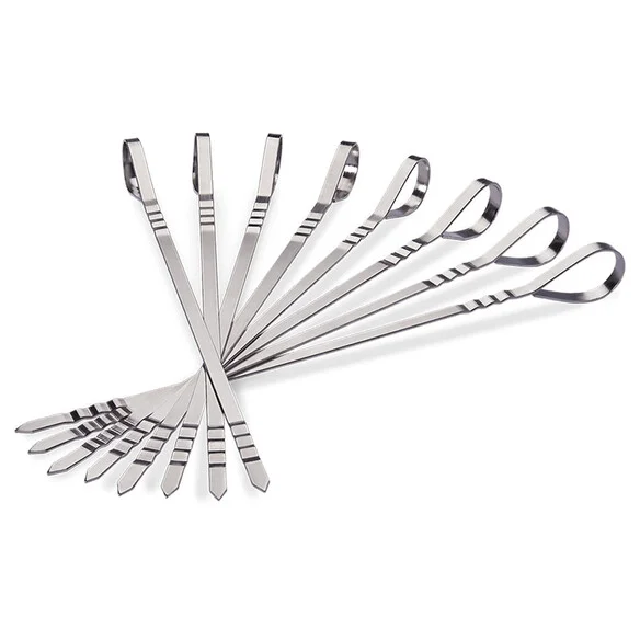 8 brochettes 35 cm en inox – Napoleon - Équipements Outdoor pour Activités en Pleine Nature Set d'ustensiles de barbecue en inox - Spatule et pince Napoleon