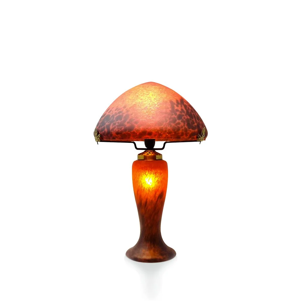 Lampe champignon pâte de verre rouge - Vins Rouges Harmonieux pour Chaque Occasion Lampe Champignon Pâte De Verre Orange | Vessière Cristaux
