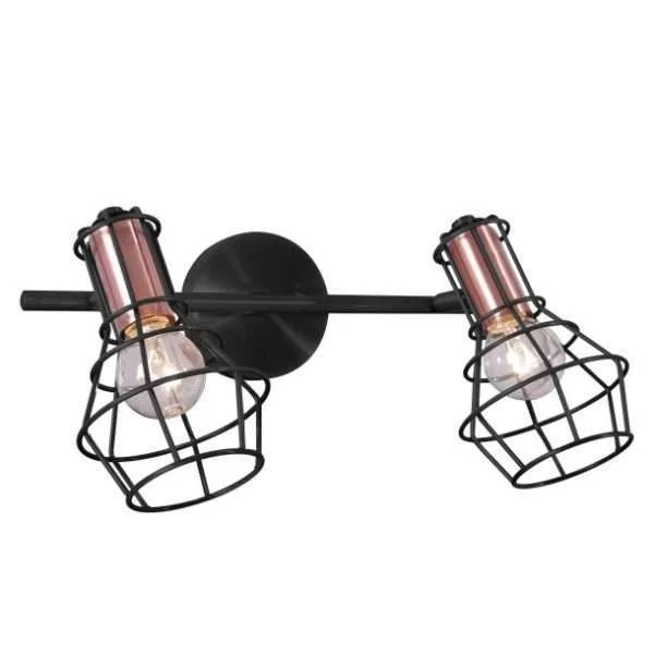 Réglette 2 spots orientables HARLOW noire et cuivrée en métal - Accessoires pratiques maison pour un intérieur plus fonctionnel intérieur