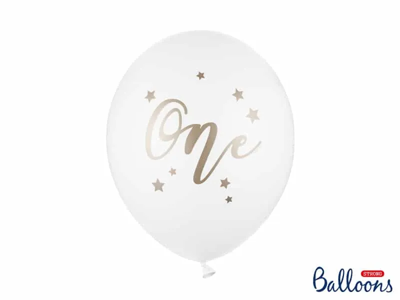 Ballon Premier anniversaire « One » – Blanc avec impression OR - ​Boulangerie-Pâtisserie | Pain au Levain & Viennoiseries​ Pain local & viennoiseries maison disponibles chaque matin – Pâtisserie Anna