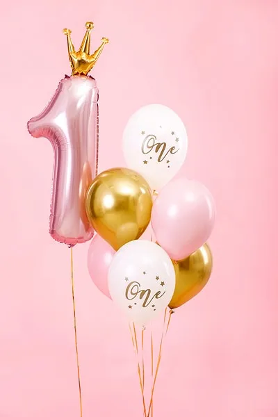 Ballon Chiffre 1 – Rose – Penang Avec Couronne Or - ​Boulangerie-Pâtisserie | Pain au Levain & Viennoiseries