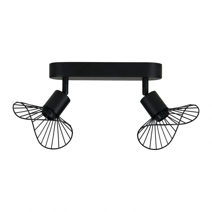 Spot plafonnier en métal noir 2 abat-jours grillage Leroy - Édition Limitée – L’Art de la Table Française en Promotion !