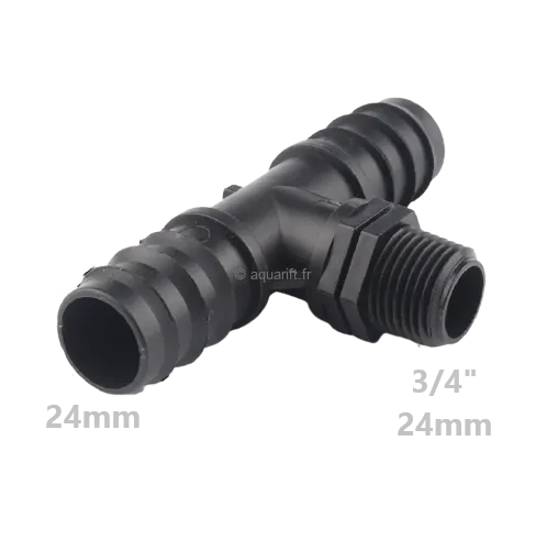 Té connecteur T 24mm tuyau souple reichelt vers 3/4 mâle fileté - ​Drones Professionnels & Grand Public | Boutique Française