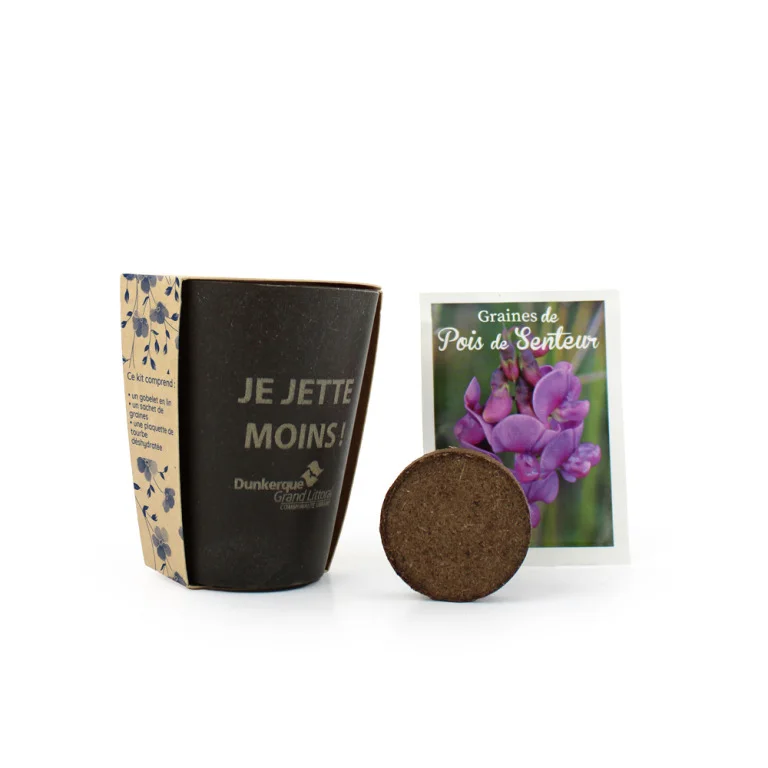 Kit de plantation dans gobelet en lin – GOB’LIN - Saldi Straordinari – Offerte Speciali Disponibili Adesso Kit de plantation publicitaire dans gobelet en lin - GOB'LIN - Vertlapub