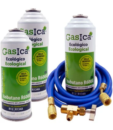 Pack gas refrigerante GASICA D2 R12 R134a manguera carga 1/4"x1/4 válvula Accessoires Électroménagers Promotion Maison Cher