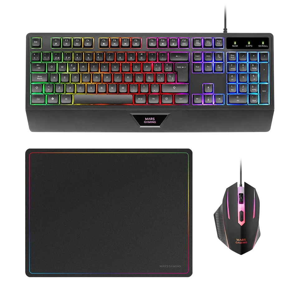 Pack 3-en-1 Mars Gaming MCP124 : clavier Qwerty ES+ souris + tapis de souris - Saldi Straordinari – Offerte Speciali Disponibili Adesso - Fnac