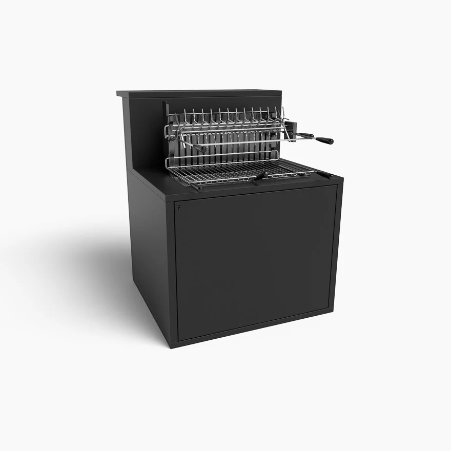 Meuble support gril acier fermé comptoir bar noir – Forge Adour - Équipements Outdoor pour Activités en Pleine Nature - {'count': 1, 'name': 'rangement'}