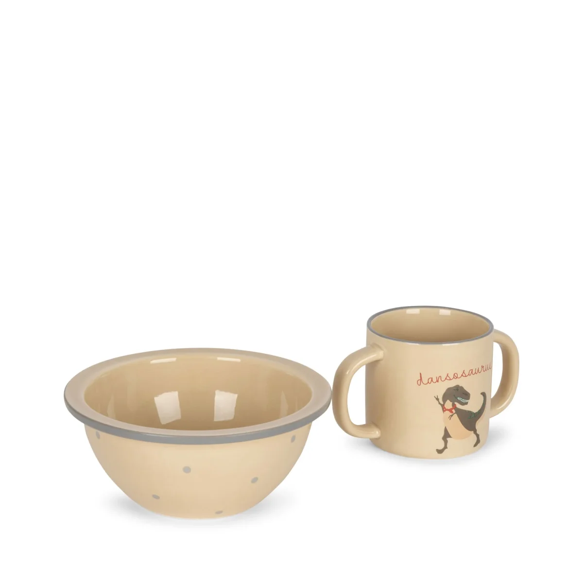Konges Slojd - Bol et Tasse en Céramique - Dansosaurus||Konges Slojd - Ceramic Bowl and Cup - Dansosaurus - Boutique Bébé en Ligne : Soins, Jouets et Articles Maison - tiny team bol tasse - ligne soin jouet article