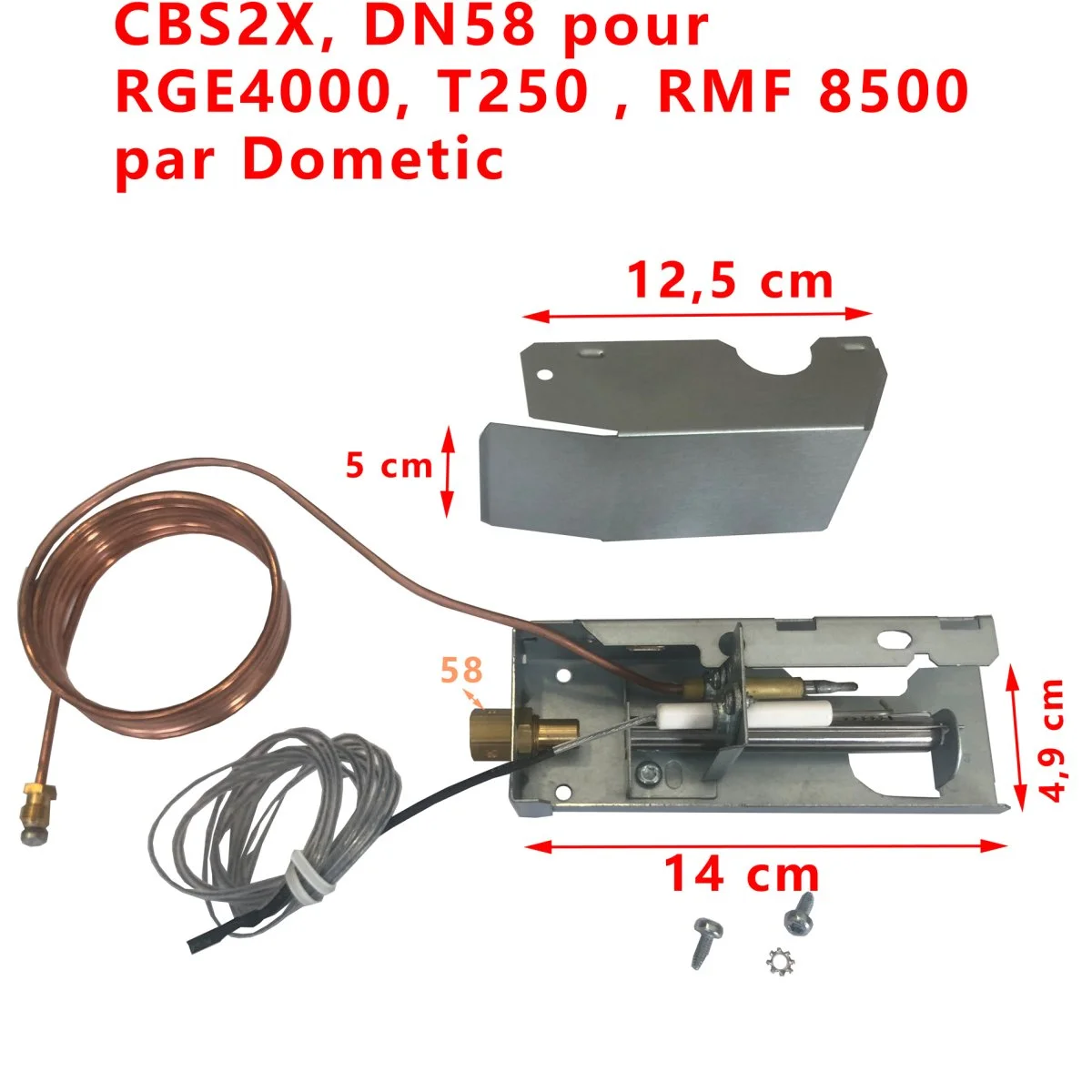 Brûleur gaz Piezo, CBS2X, DN58 pour RGE4000, T250 , RMF 8500 par Dometic - Accessoires Outdoor pour Plus de Liberté de Mouvement Brûleur gaz pour four professionnel FBR