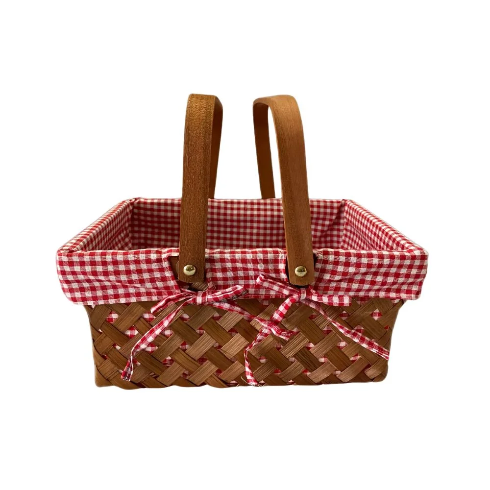 Panier pique-nique rectangulaire ouvert en osier – tons 2 personnes - Accessoires pratiques maison pour un intérieur plus fonctionnel