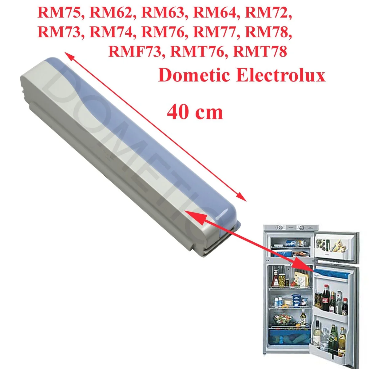 Dometic, balconnet haut pour réfrigérateurs: RM75, RM62, RM63, RM64, RM72, RM73, RM74, RM76, RM77, RM78, RMF73, RMT76, RMT78 - Accessoires Outdoor pour Plus de Liberté de Mouvement Balconnet inferieur ou porte bouteilles avec antichute pour RC10.4.70,  RCL10.4T, RML10.4T... par Dometic -