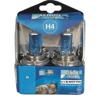 Lot de 2 ampoules H4 12 V 60/55 W P43T xénon bleu - Accessoires Outdoor pour Plus de Liberté de Mouvement - {'count': 1, 'name': 'code'}
