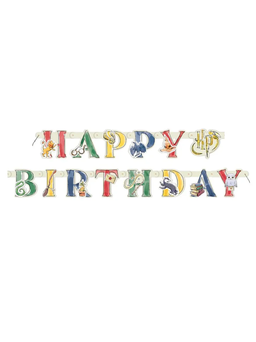 Bannière Happy Birthday Harry Potter™ carton – 182 Drapeau cm - E-shop mondial – Produits durables, modernes et accessibles partout