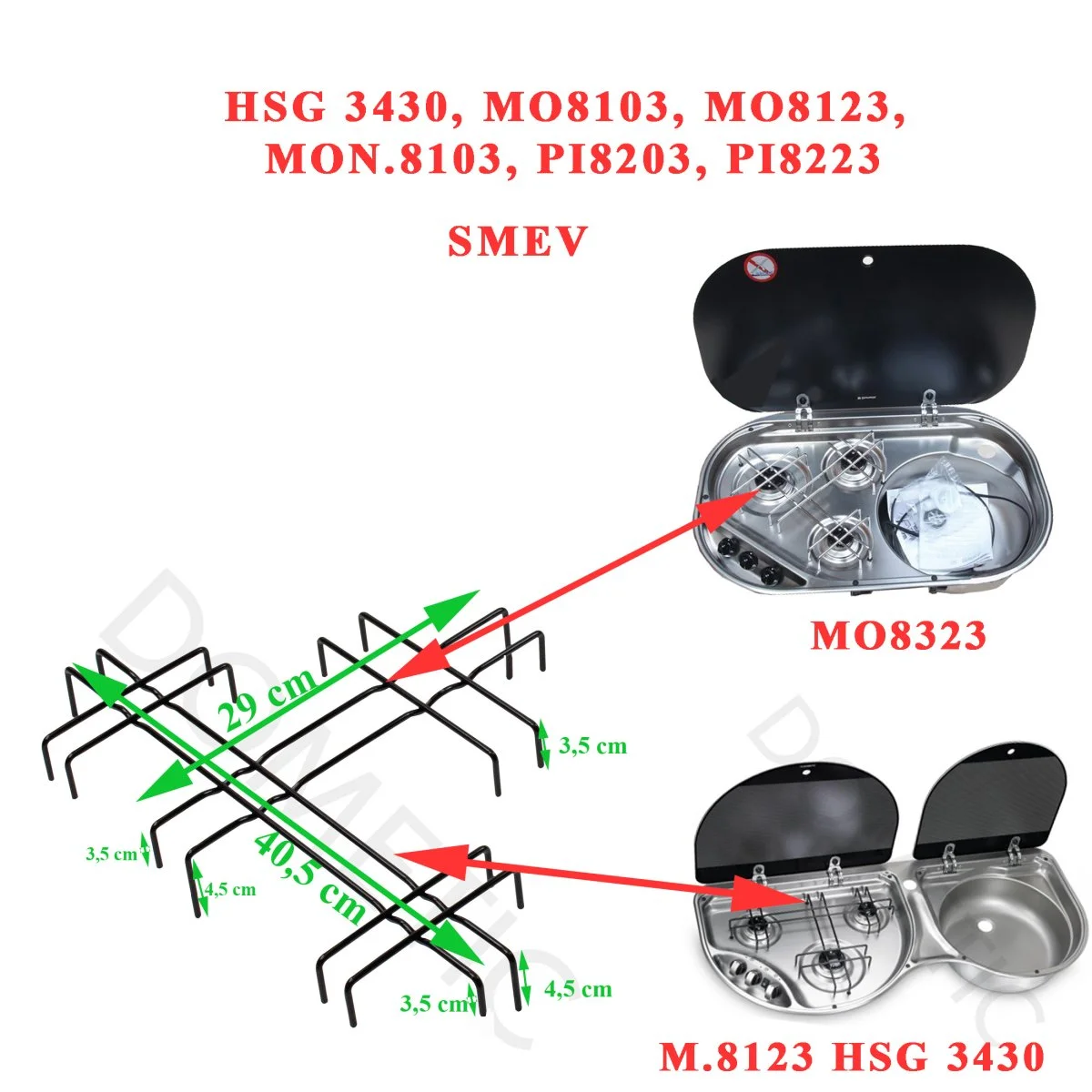 bruleurs HSG MO8103 MO8123 MON.8103 PI8203 SMEV Dometic Waeco Accessoires Outdoor Liberté Mouvement