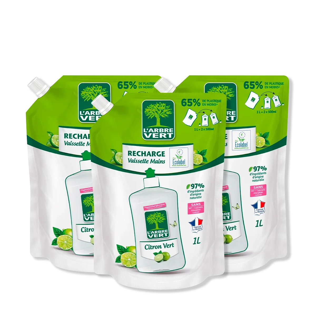 Lot de 3 recharges liquide vaisselle Citron Vert 3 x 1L - Saldi Straordinari – Offerte Speciali Disponibili Adesso - Rainett