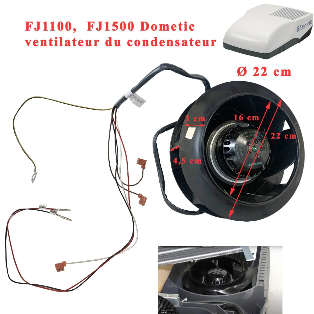 Dometic ventilateur Fans-Tech du condensateur des climatisations : FJ1100, FJ1500 - Accessoires Outdoor pour Plus de Liberté de Mouvement durabilité