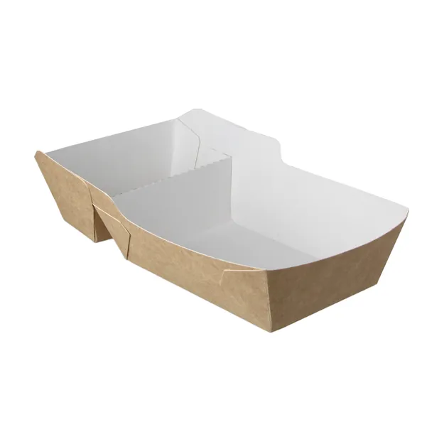 Frietbakje A20 BIO kraft/wit (A14+saus)(400 stuks) - Vins Rouges Harmonieux pour Chaque Occasion - {'count': 1, 'name': 'Réutilisables'}