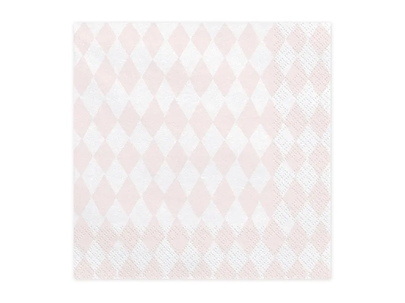Serviettes losanges rose blanc Lot ​Boulangerie Pâtisserie Pain Levain Viennoiseries