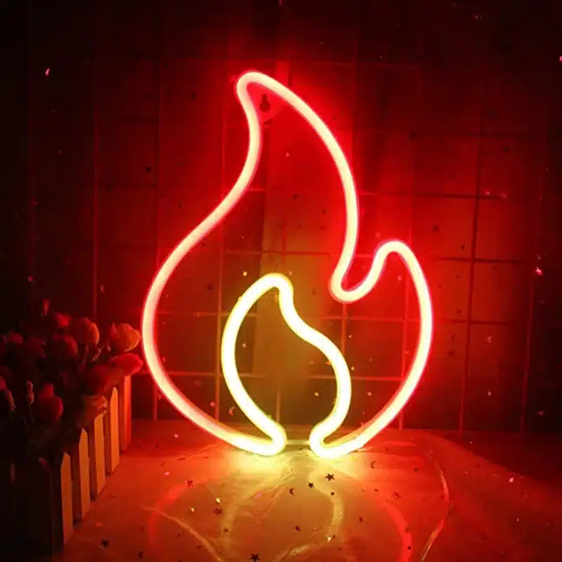 Neon Flamme Emoji Éclairage qualité frais port offerts