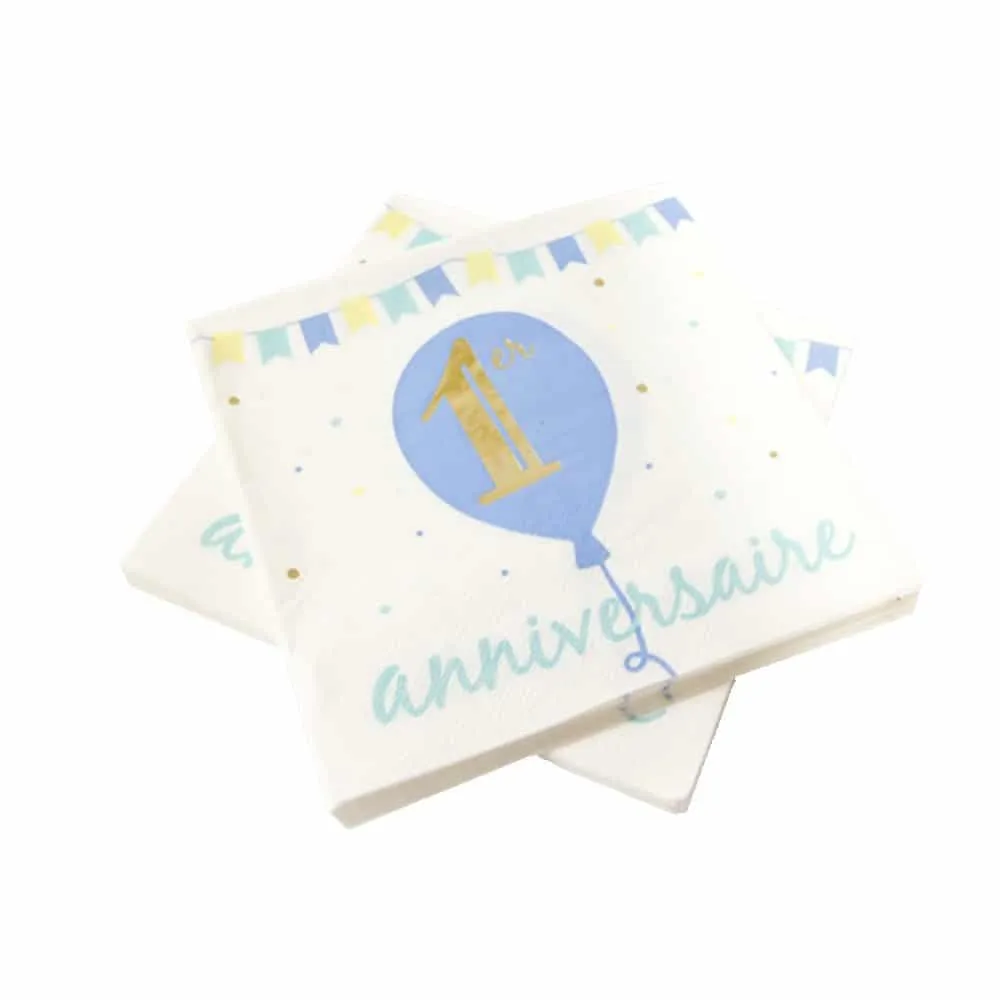 Serviettes “1er Anniversaire” – Lot de 20 – Bleu - ​Boulangerie-Pâtisserie | Pain au Levain & Viennoiseries​ LEKOCH 100 pcs Serviettes de Tables Jetables Intisse Blanche Serviette  papier Qualité Rectangle pour fêtes mariage noel 43 * 30cm : Amazon.fr:  Cuisine et Maison