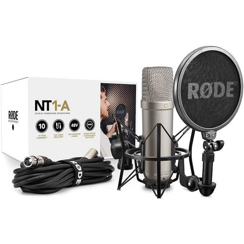 Microphone Rode NT1-A - Saldi Straordinari – Offerte Speciali Disponibili Adesso Audio Array Mic Kit for Gaming,Singing & Podcasting | USB Condenser Microphone