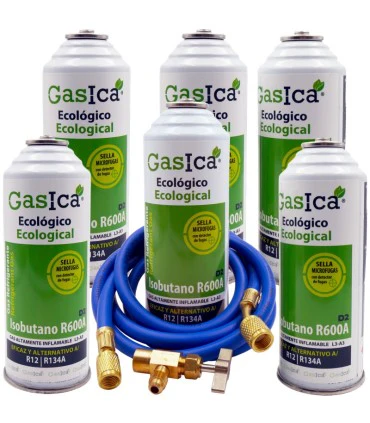 Pack gas refrigerante GASICA D2 R12 R134a manguera carga válvula Accessoires Électroménagers Promotion Maison Cher