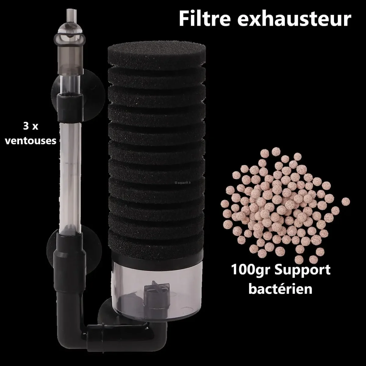SunSun Filtre exhausteur aquarium simple mousse ventouses / support bactérien - ​Drones Professionnels & Grand Public | Boutique Française​ Filtre exhausteur 2 mousses pour aquarium de 20 à 60 litres