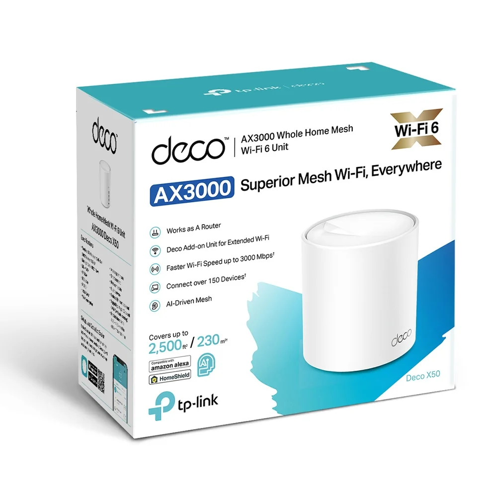 TP-LINK DECO X50 1PACK – ROUTEUR WIFI6 AX3000 -AI DRIVE NAS MESH -ULTRA FAST -1201 MBPS – 5GHZ -ETHRENET - ​Drones Professionnels & Grand Public | Boutique Française