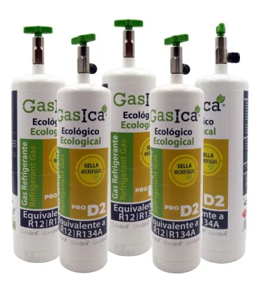 Pack 5 botellas gas refrigerante GASICA PRO D2 - R12 R134a - Accessoires Électroménagers en Promotion : Tout pour Votre Maison à Moins Cher ! - gasica d2 pack botella refrigerante pro r12 r134a accessoire promotion