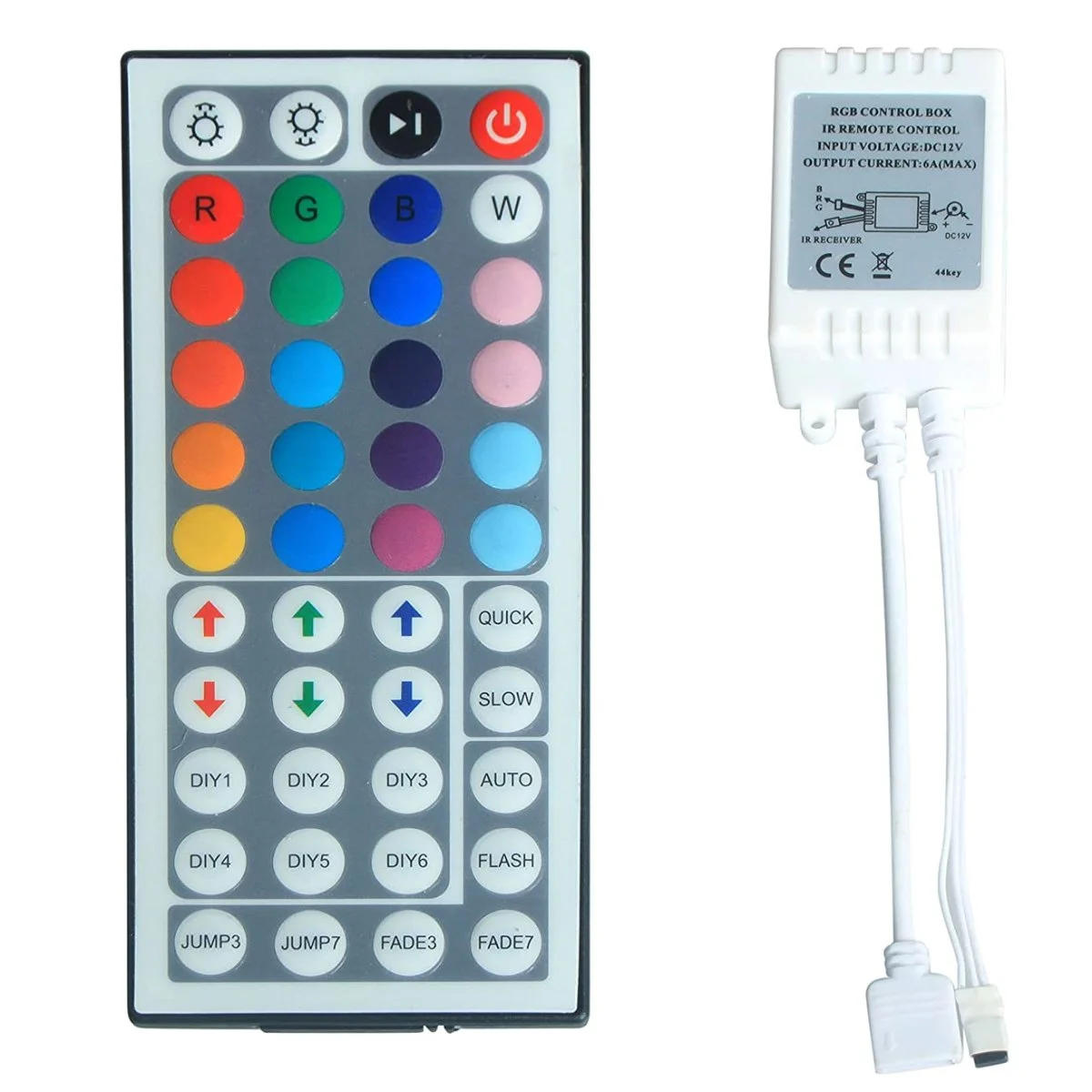 Télécommande 44 touches pour bande led multicouleur avec son alimentation RGB Control box  12V - Accessoires Outdoor pour Plus de Liberté de Mouvement Kit contrôleur LED Variateur multizone 12-24V MiBoxer