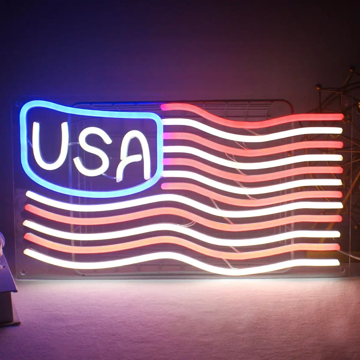 Neon solaire Drapeau États-Unis - Éclairage de qualité avec frais de port offerts