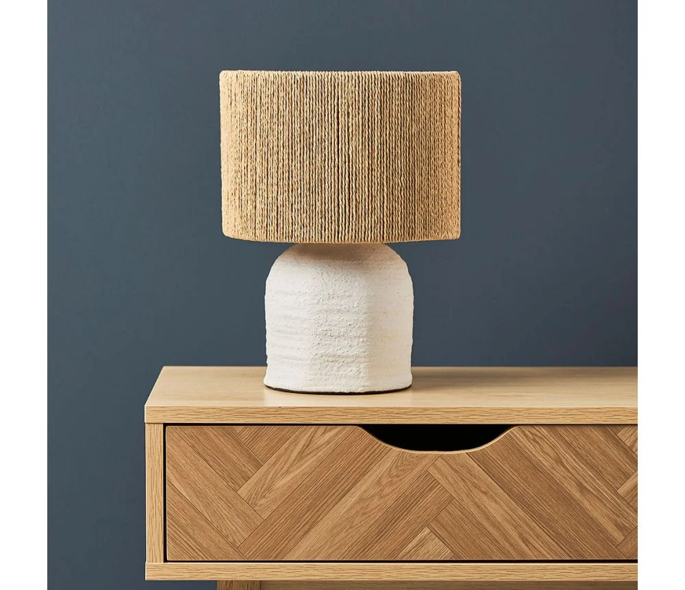 Lampe blanche en corde H30 - Édition Limitée – L’Art de la Table Française en Promotion ! - lampe chevet lampe corde édition art table promotion