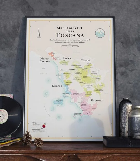 Carte des vins de Toscane 50×70 vectoriel - Vins Rouges Harmonieux pour Chaque Occasion