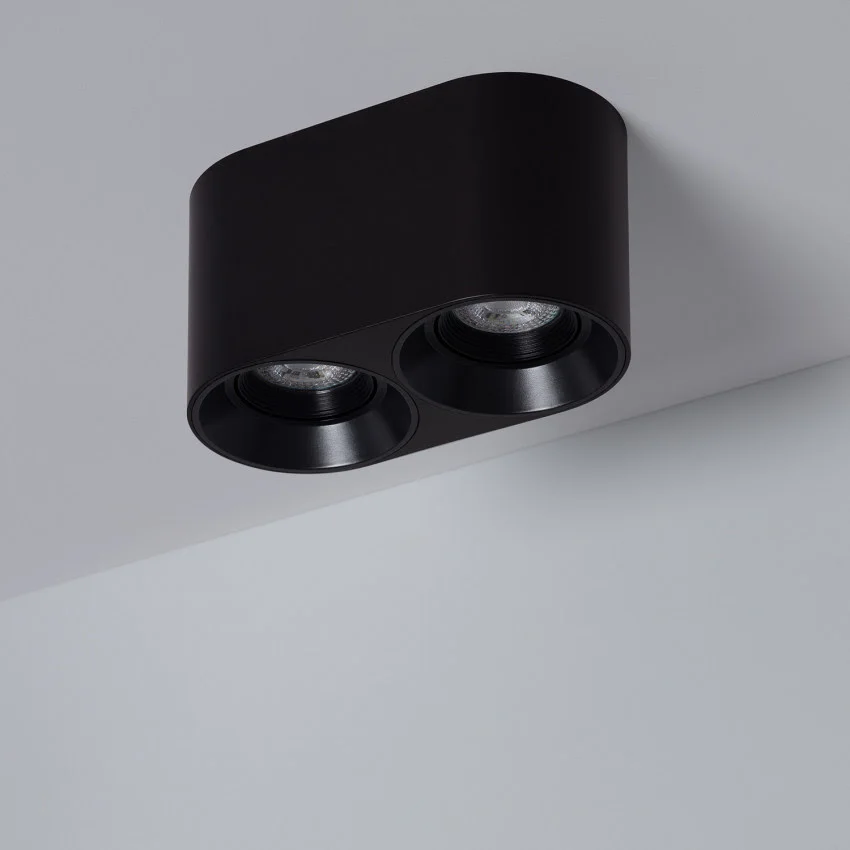 Plafonnier orientable noir métal double éclairage Édition Art Table Française Promotion