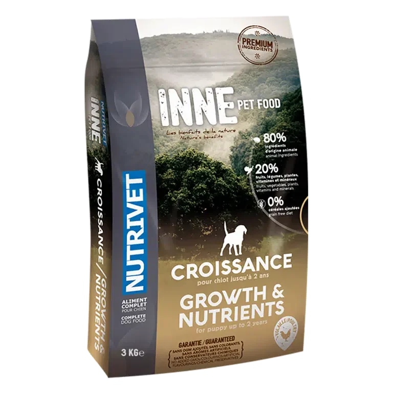 INNE croquettes croissance 3 kg - E-shop mondial – Produits durables, modernes et accessibles partout Croquettes Croissance Chiot Medium au Poulet | Recettes de Daniel