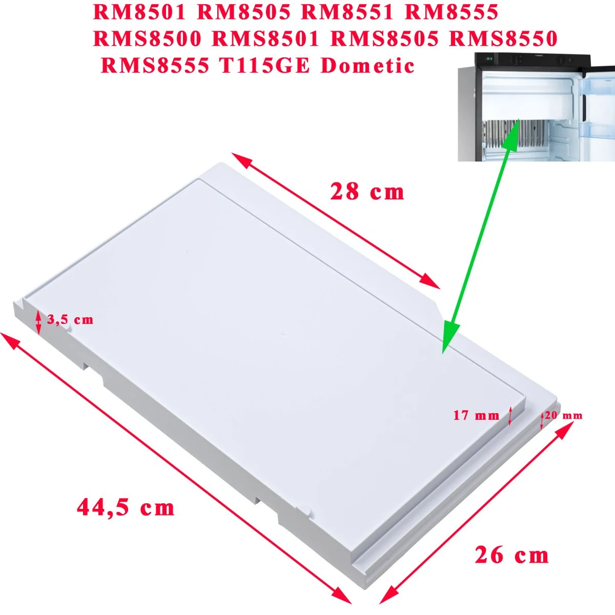 Dometic, socle ou plateau des Freezer pour les modèles RM8501, RM8505, RM8551, RM8555, RMS8500, RMS8501, RMS8505, RMS8550, RMS8555 T115GE - Accessoires Outdoor pour Plus de Liberté de Mouvement N005 Socle Simple S20 pour Installation Électrique - Michaud