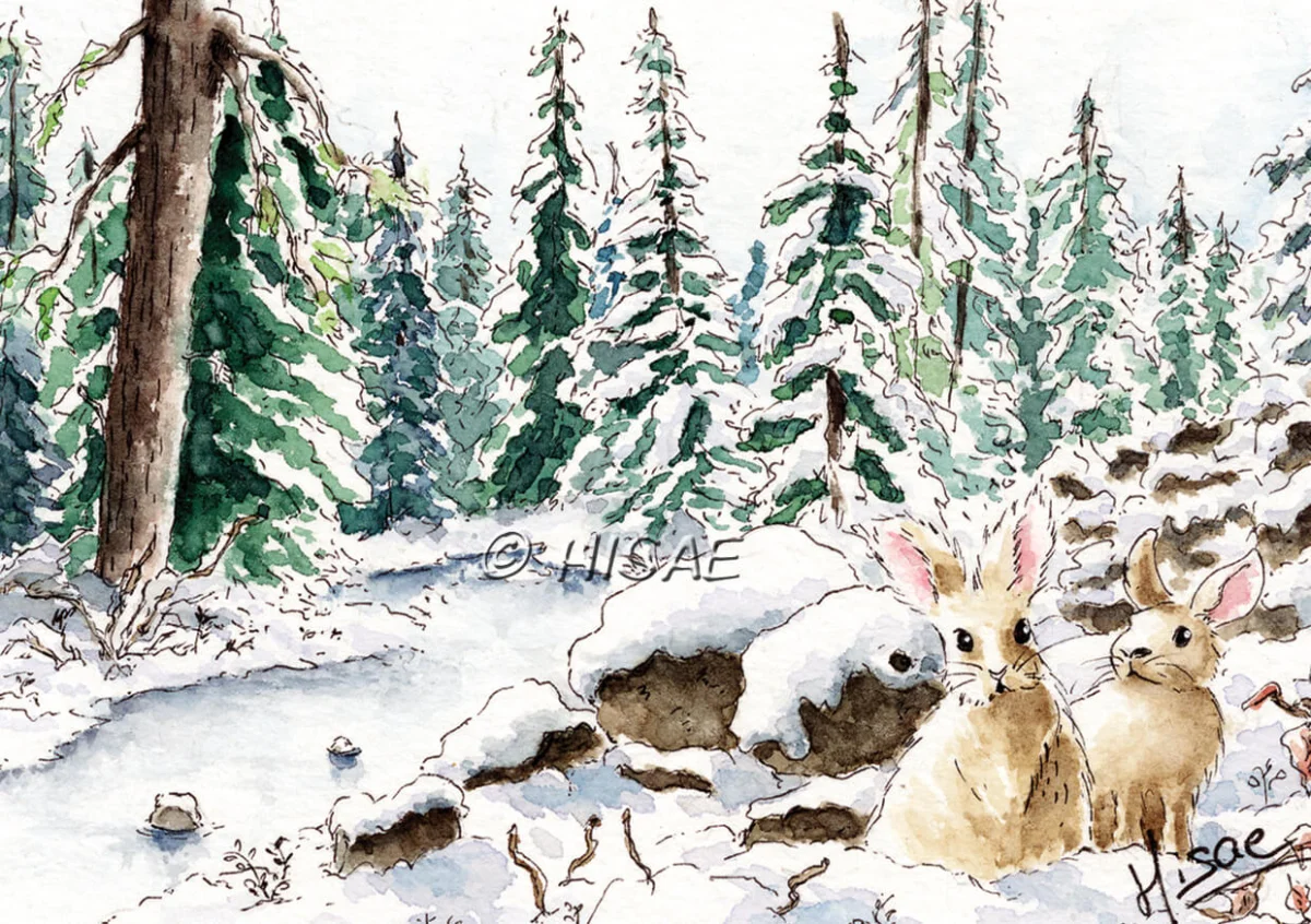 Les petits lapins d’hiver – MM060 MINI CARTE POSTALE - Saldi Straordinari – Offerte Speciali Disponibili Adesso