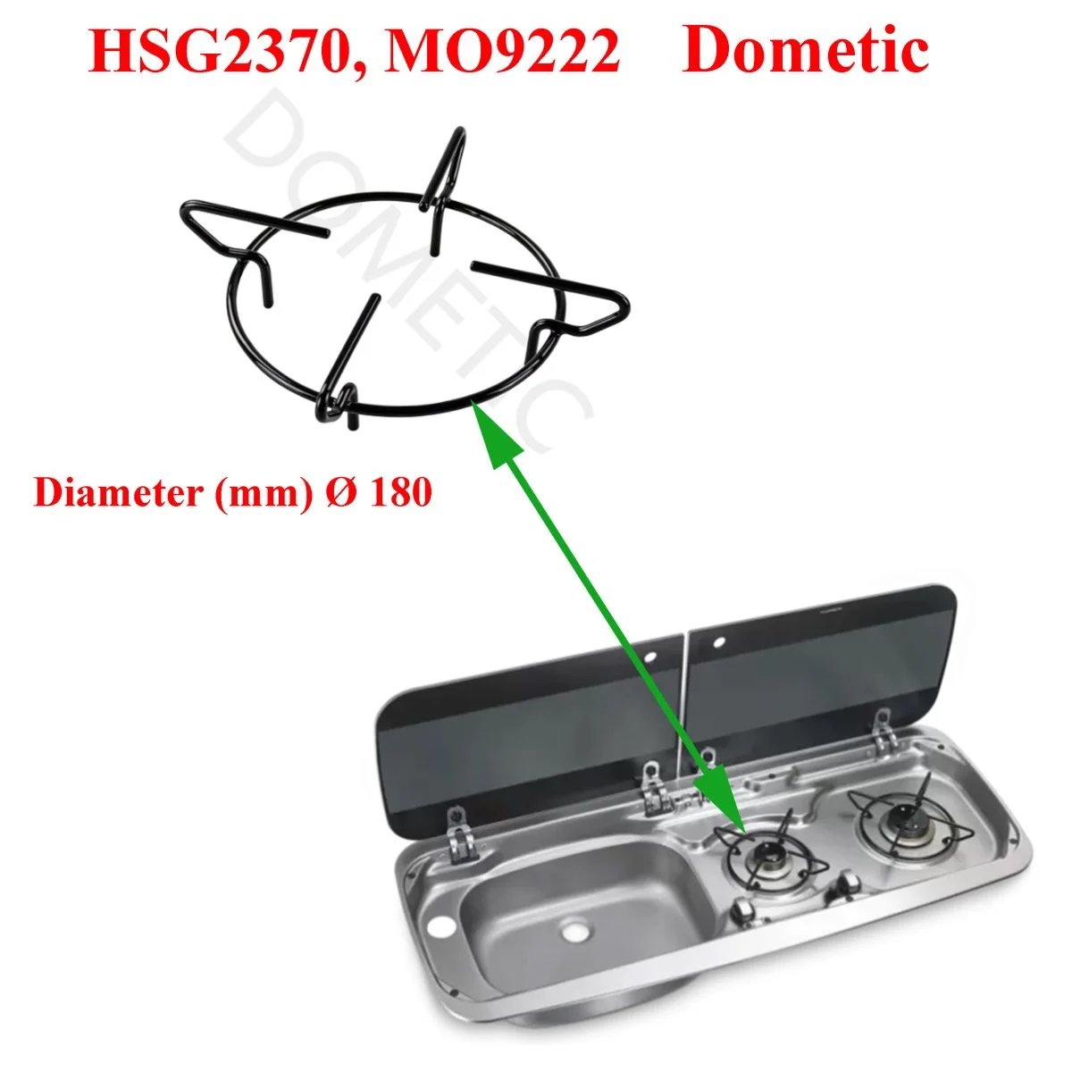 Dometic, Grille Ø 18 cm au dessus du bruleur pour les modèles HSG2370, MO9222 - Accessoires Outdoor pour mm Plus de Liberté de Mouvement