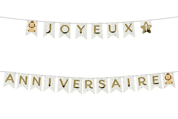 Guirlande 1er « Joyeux Anniversaire » – Lion - Offre limitée dans le temps ⏳ Ne tardez heures pas à commander !
